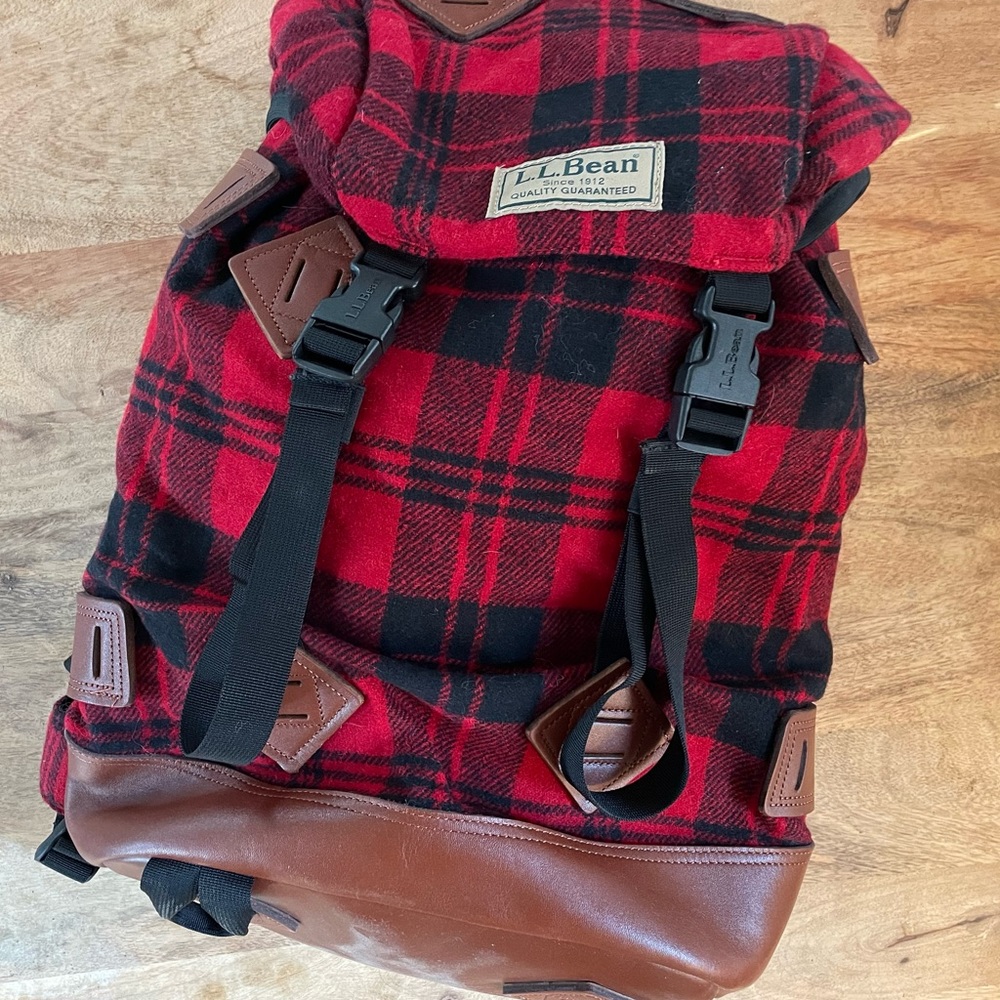 LLBean Wool and leather daypack backpack